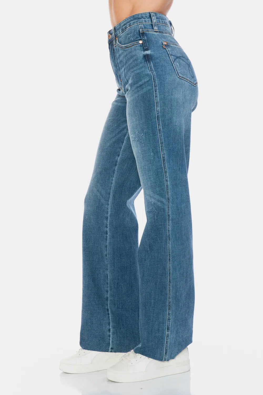 (Copy) Judy Blue Full Size Tummy Control Cut Raw Hem Straight Jeans