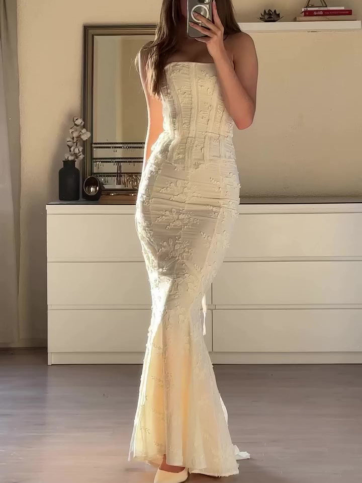 Sexy Embroidered Strapless Butt-covering Two-piece Dress