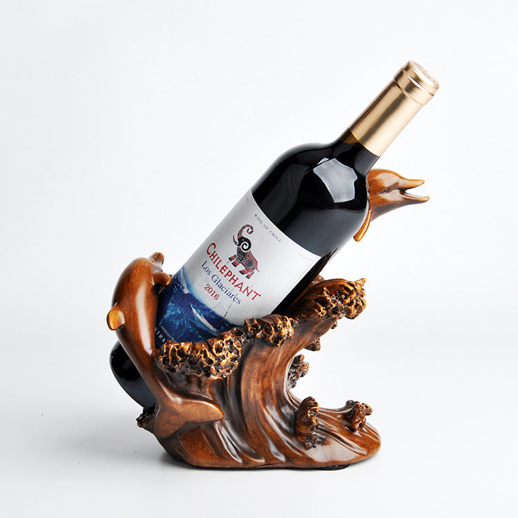 Resin Home Decorations Imitation Bronze Crafts European Style Dolphin Wine Rack Decorations