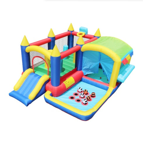 7 In 1 Inflatable Bounce House, Bouncy House With Ball Pit For Kids Indoor Outdoor Party Family Fun, Obstacles, Toddler Bouncy Castle With Ball Pit For Birthday Party Gifts