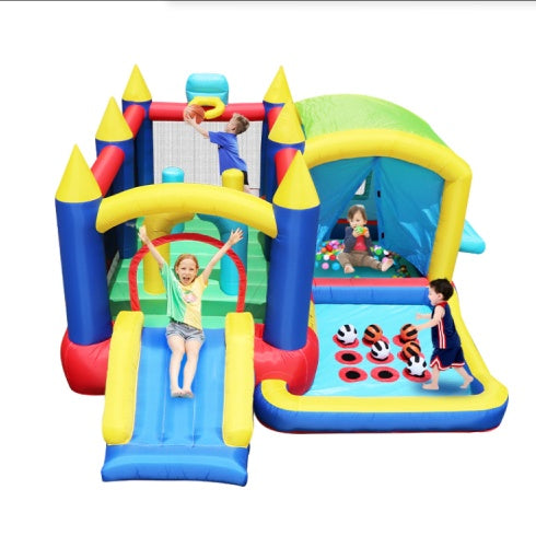 7 In 1 Inflatable Bounce House, Bouncy House With Ball Pit For Kids Indoor Outdoor Party Family Fun, Obstacles, Toddler Bouncy Castle With Ball Pit For Birthday Party Gifts