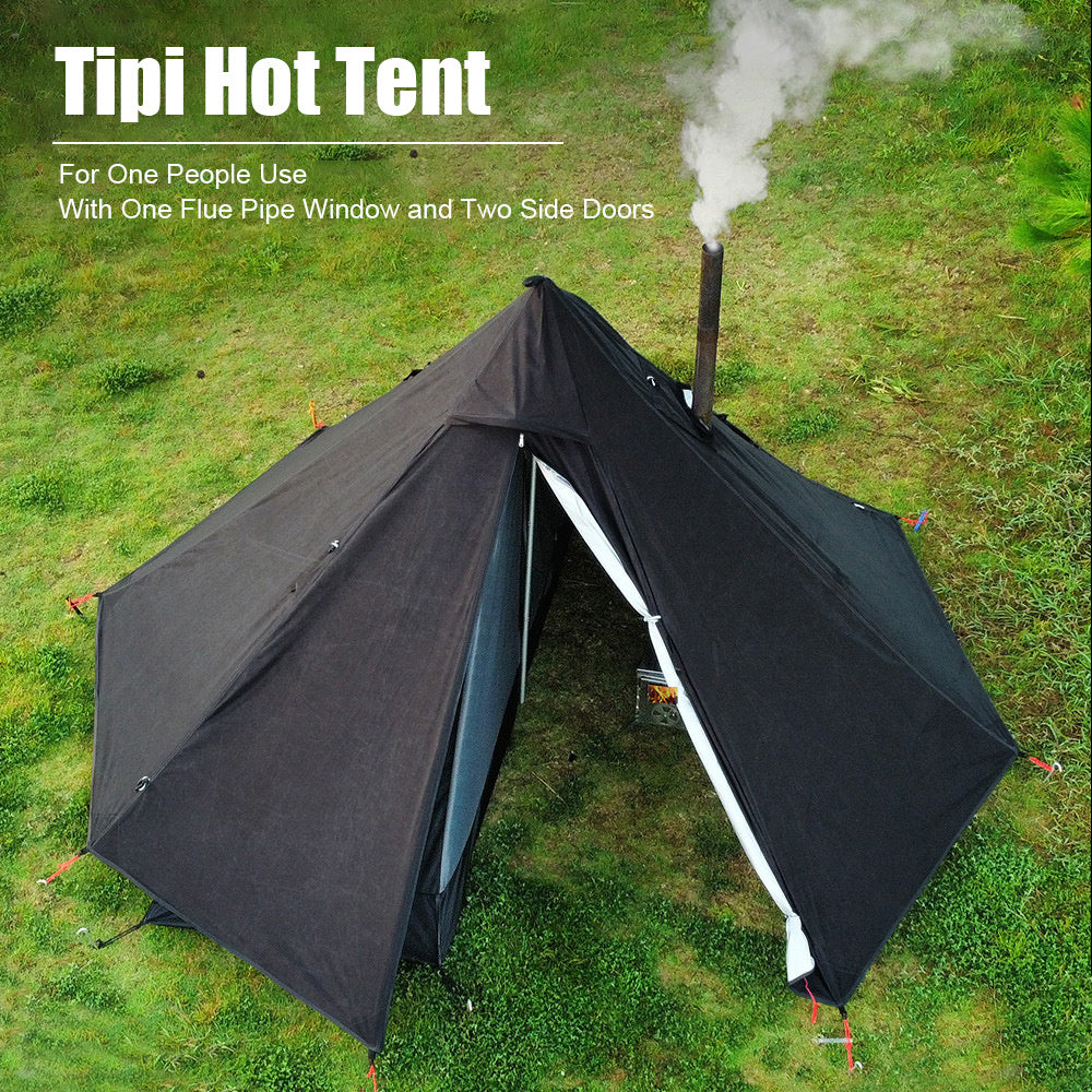 Camping Teepee Tent Outdoor Pyramid Tent Single People Tipi Hot Tent for Camping Hiking