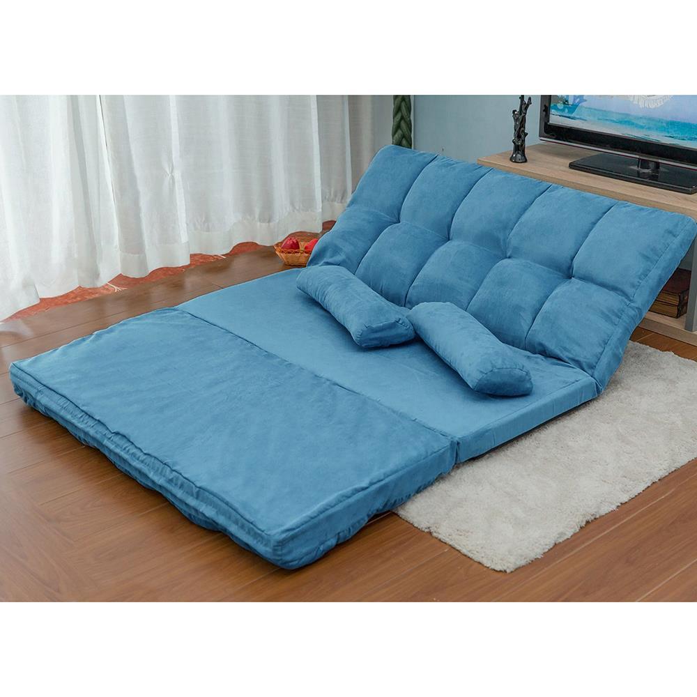 Double Chaise Longue, Sofa, Floor Sofa And Sofa With Two Pillows - Blue