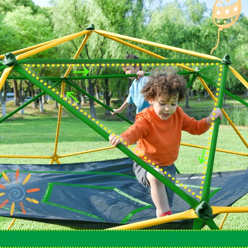 13-foot Geometric Dome Climber Play Center With Children's Climbing Dome Tower With Hammocks