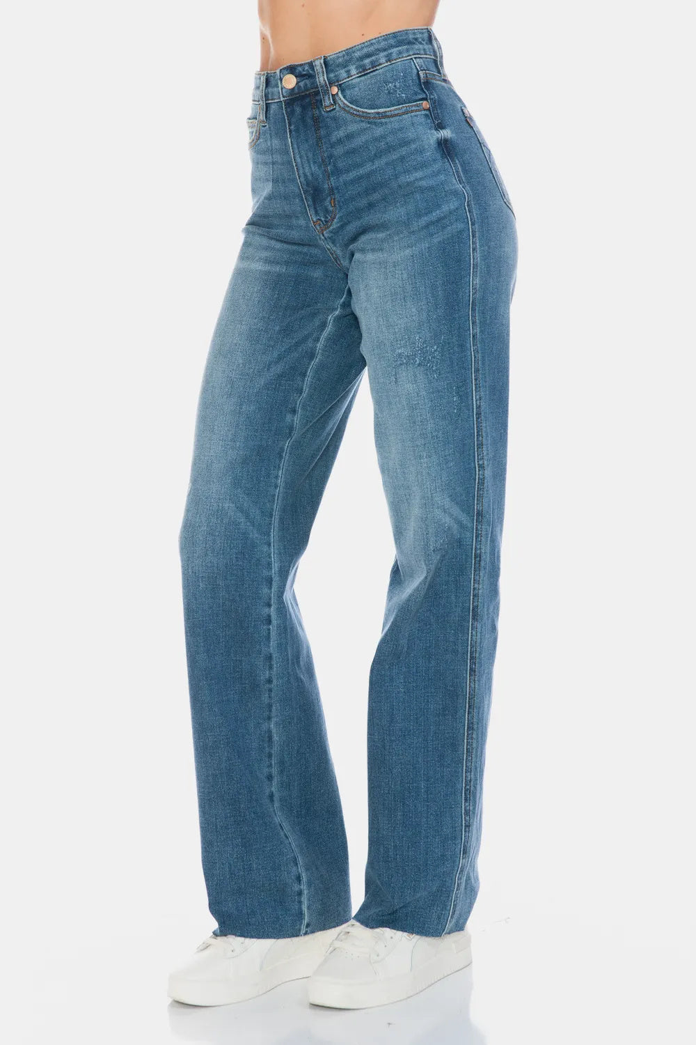 (Copy) Judy Blue Full Size Tummy Control Cut Raw Hem Straight Jeans