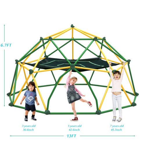 13-foot Geometric Dome Climber Play Center With Children's Climbing Dome Tower With Hammocks