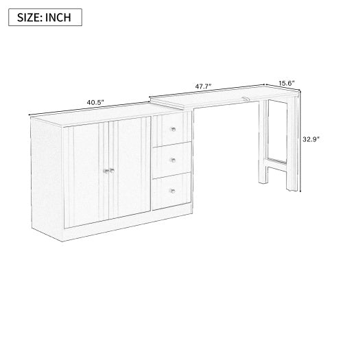 Dining Table And Adjustable Pull-out Tabletop